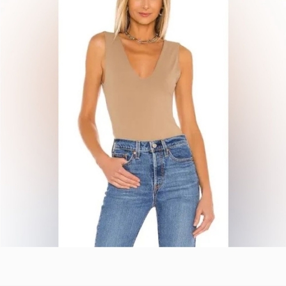 New FREE PEOPLE Tan V-Neck Bodysuit Small - Picture 14 of 16